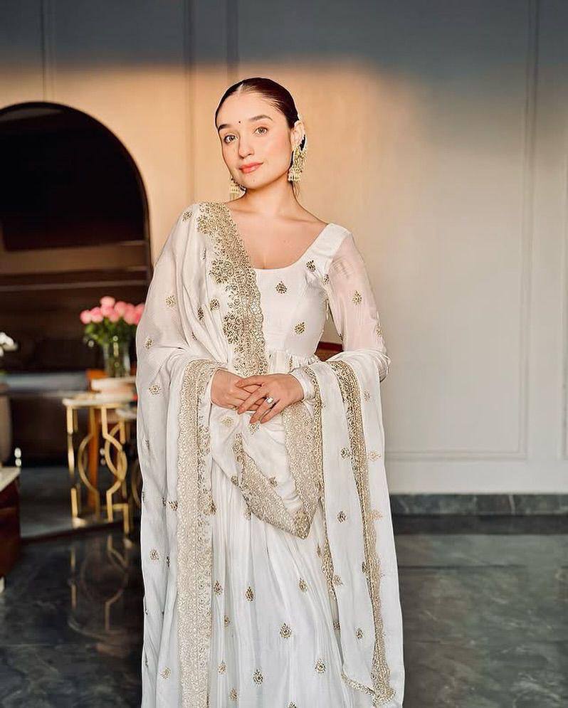 Designer Anarkali Suit is luxury clothing Considered to be high quality Made by Thread-Sequins Embroidery.