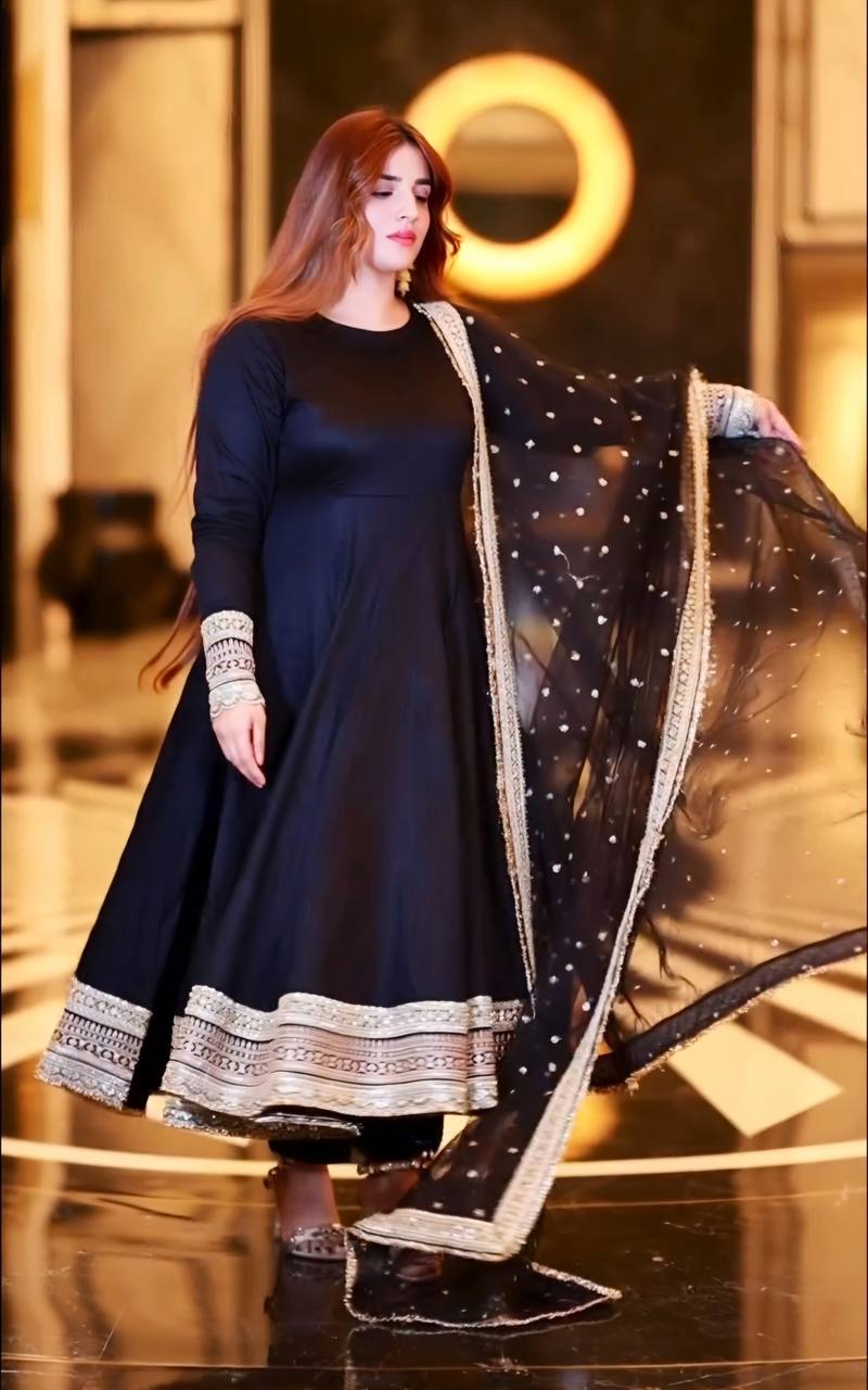 Designer Anarkali Suit is luxury clothing Considered to be high quality Made by Thread-Sequins Embroidery.