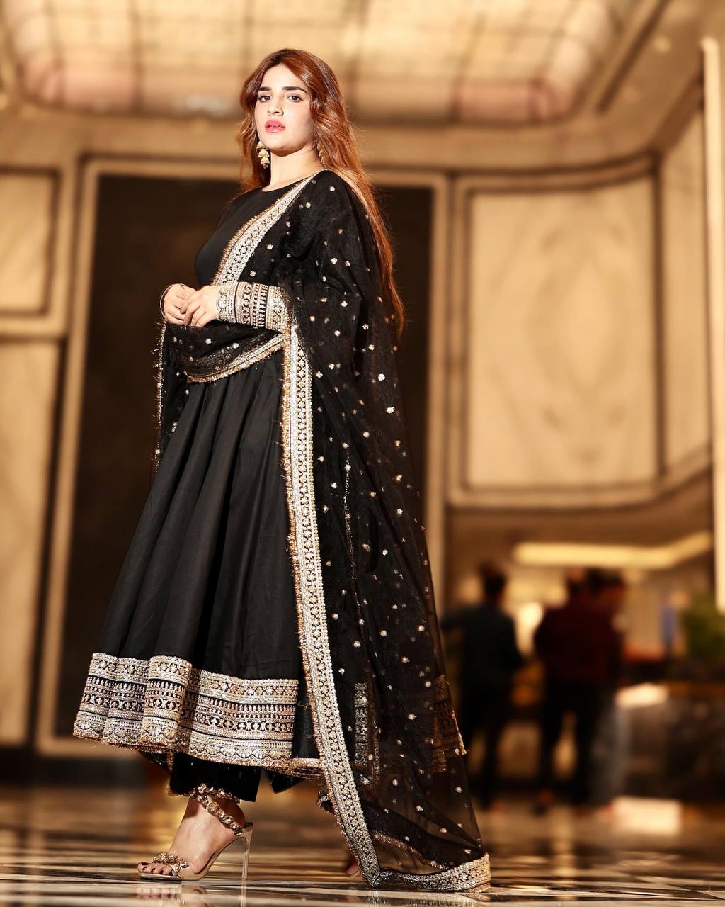 Designer Anarkali Suit is luxury clothing Considered to be high quality Made by Thread-Sequins Embroidery.