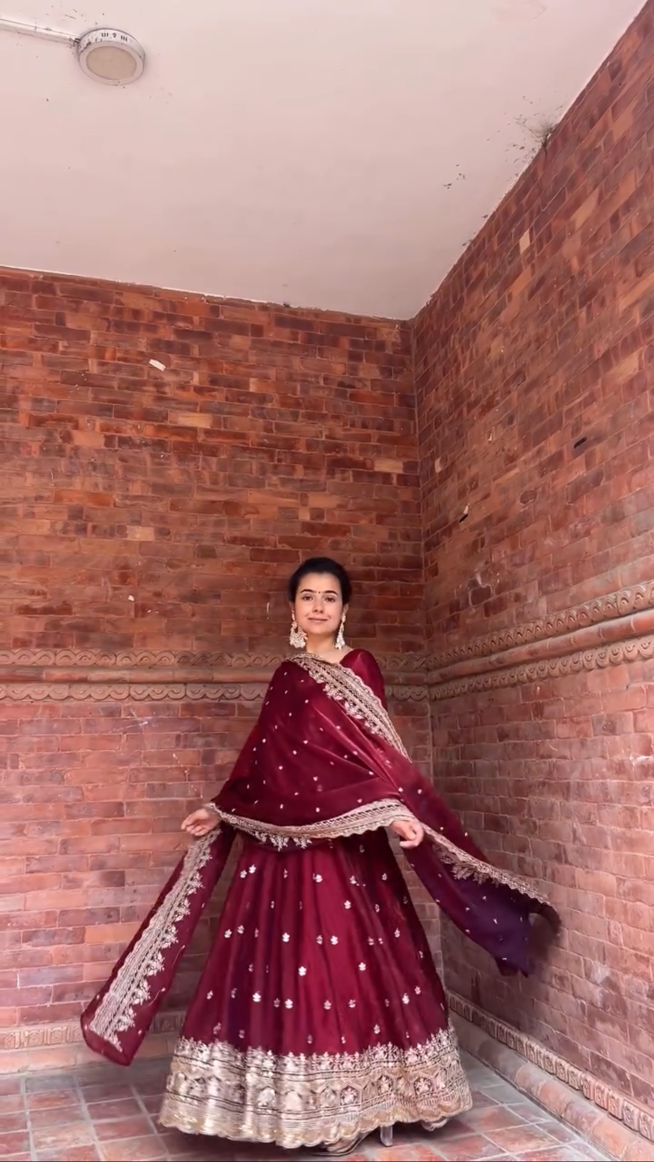 Maroon Anarkali Gown with Dupatta – Festive & Bridal Look
