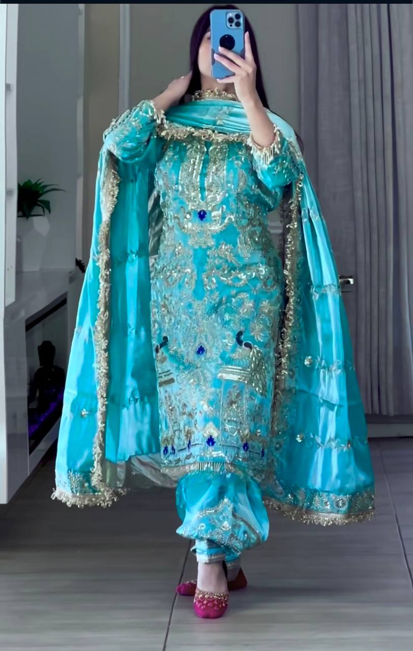 Designer Dhoti Salwar Set – Heavy Embroidery Party Wear