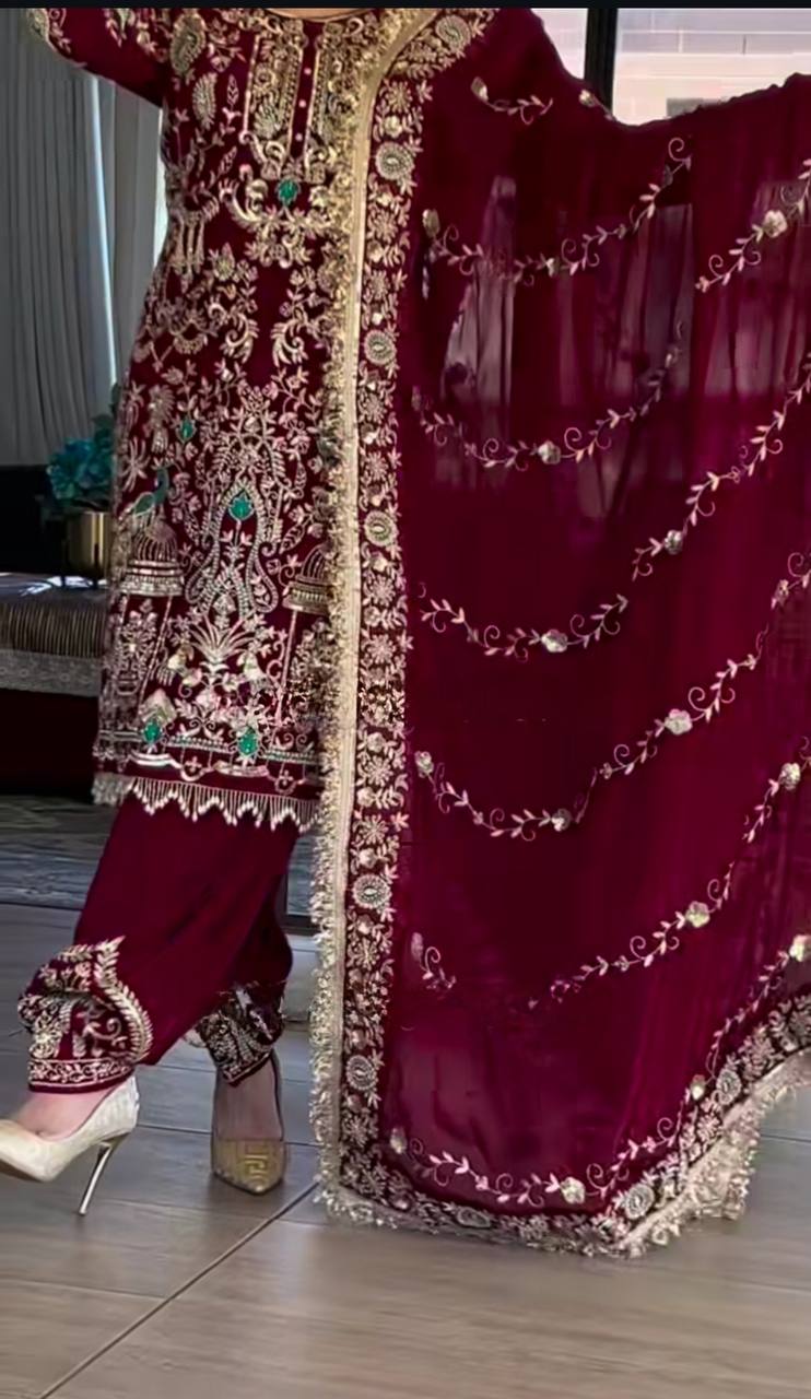 Designer Dhoti Salwar Set – Heavy Embroidery Party Wear